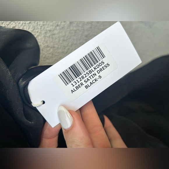 NEW Reformation Alber Satin Off The Shoulder Ruffle Mini Dress Black NWT - Picture 8 of 10